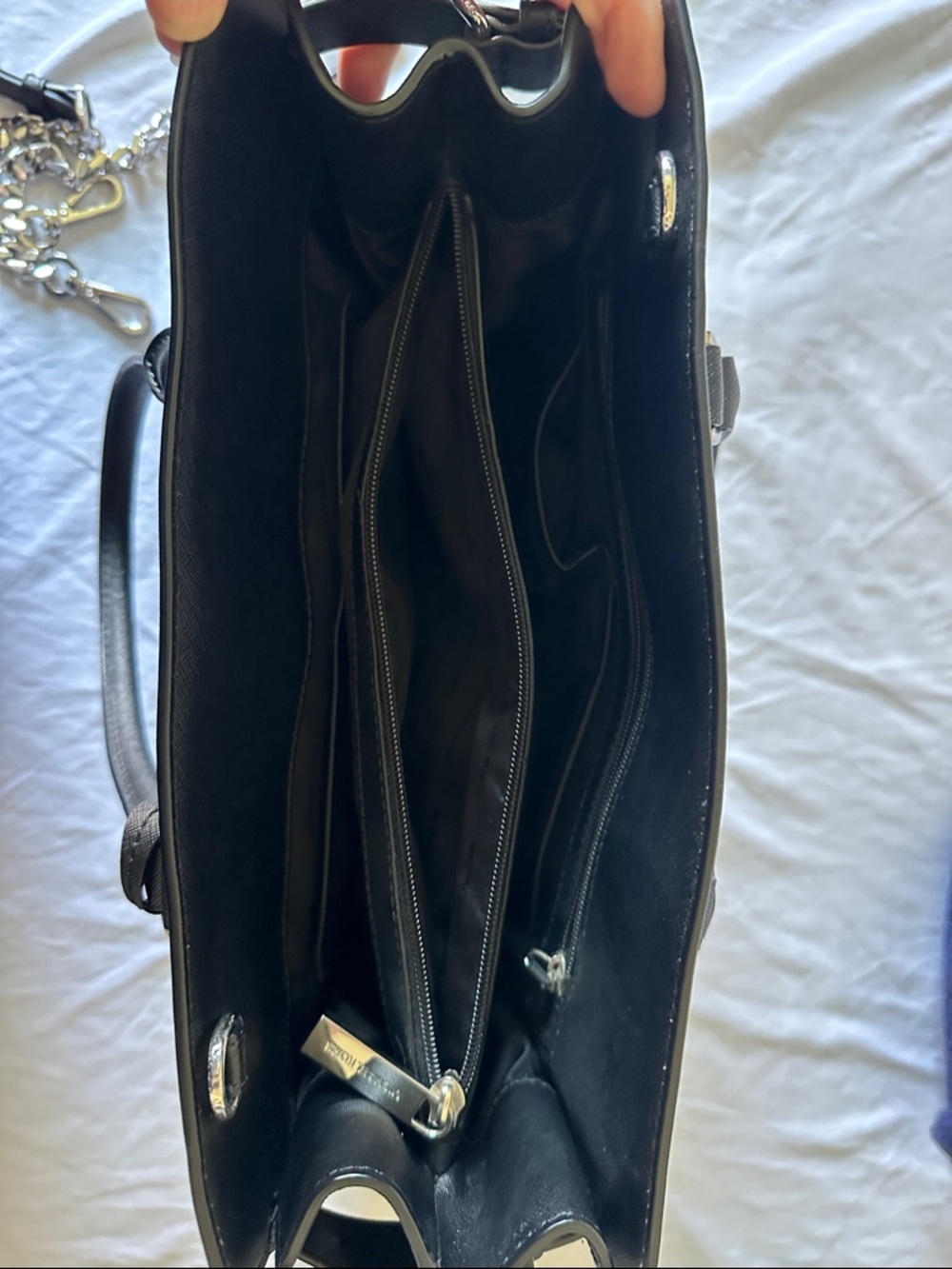Michael Kors Black Leather Top-Handle Satchel with Silver Hardware - Picture 5 of 7